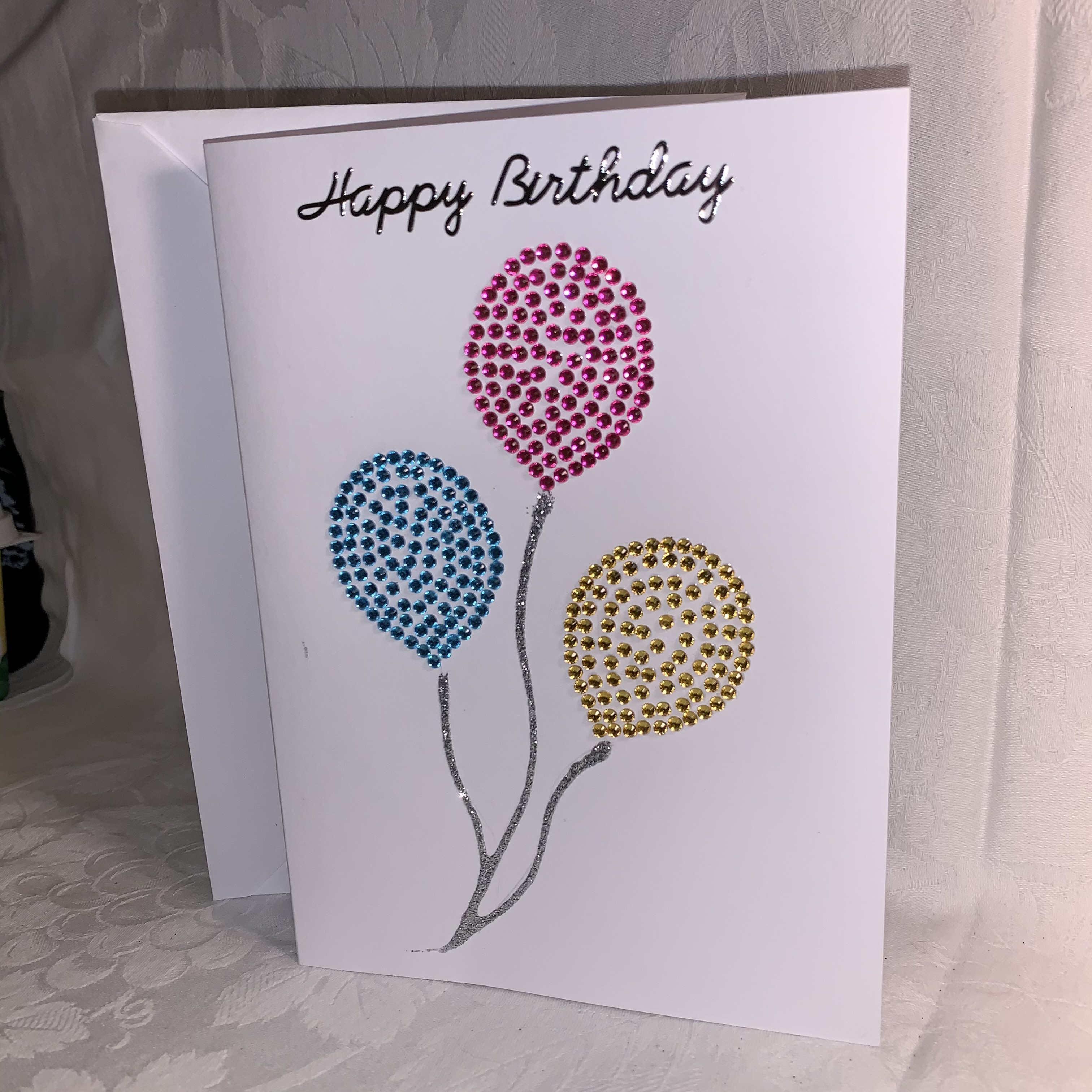 Birthday Card Jewelled Balloons