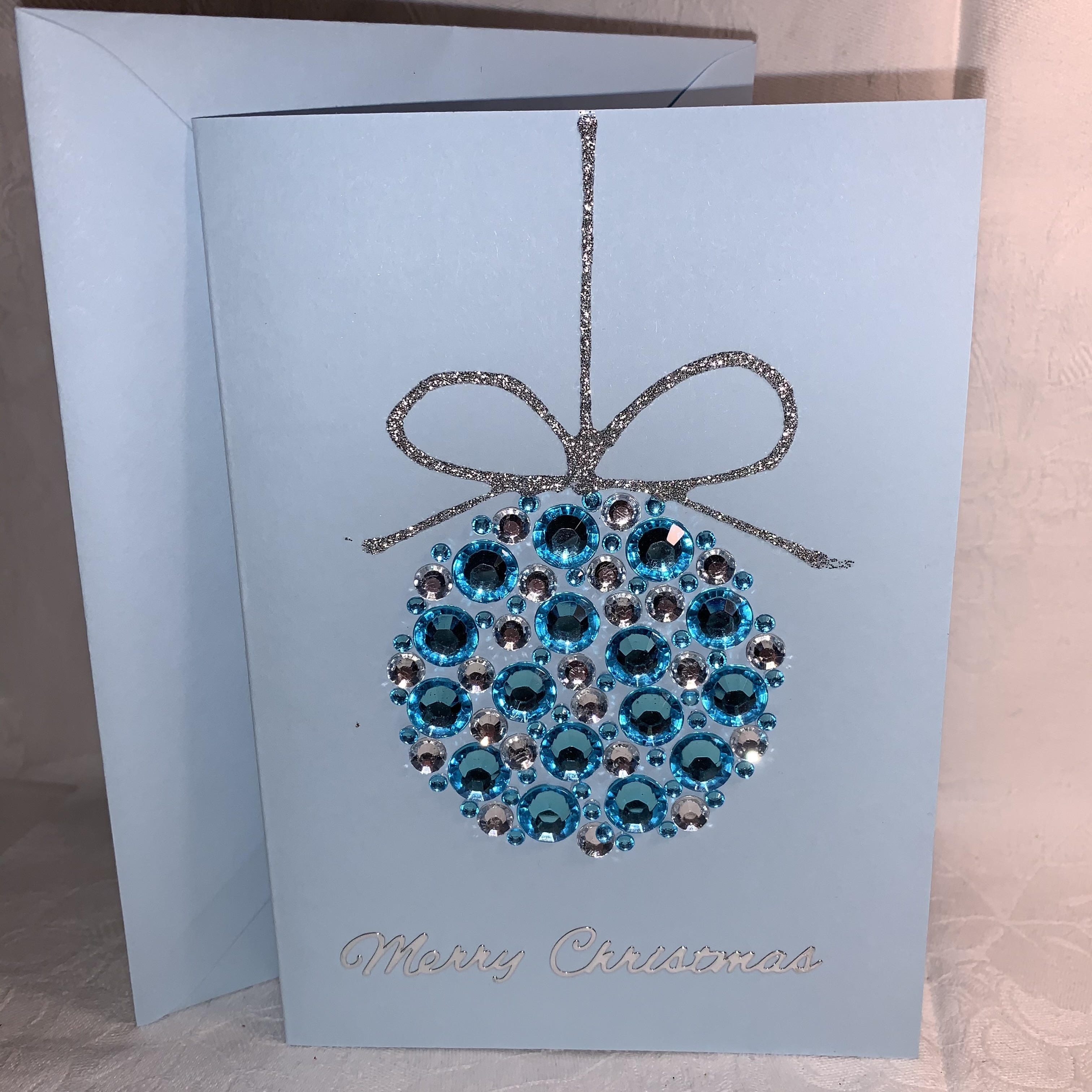 Christmas Blue Jewelled Bauble