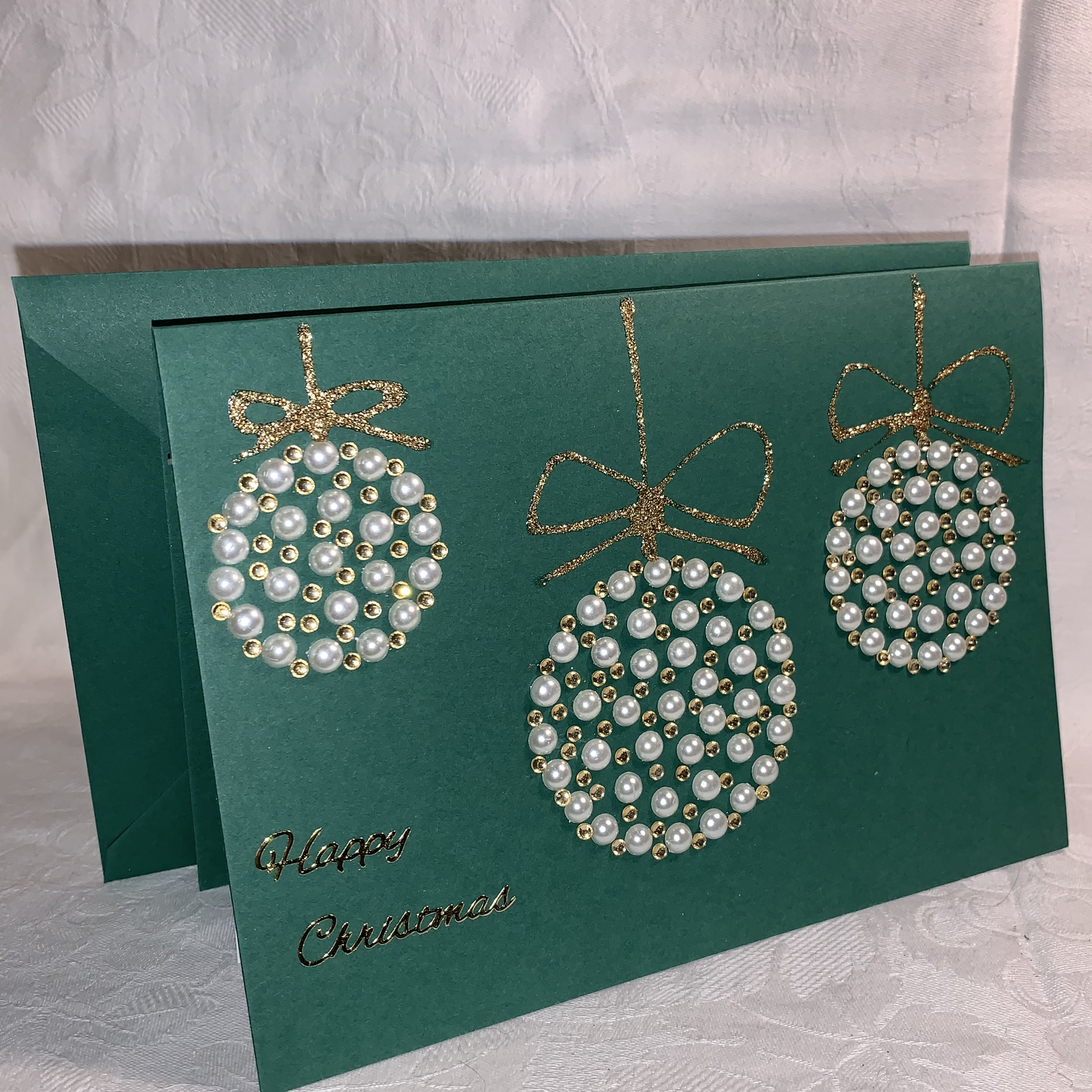 Christmas Card Pearl Baubles