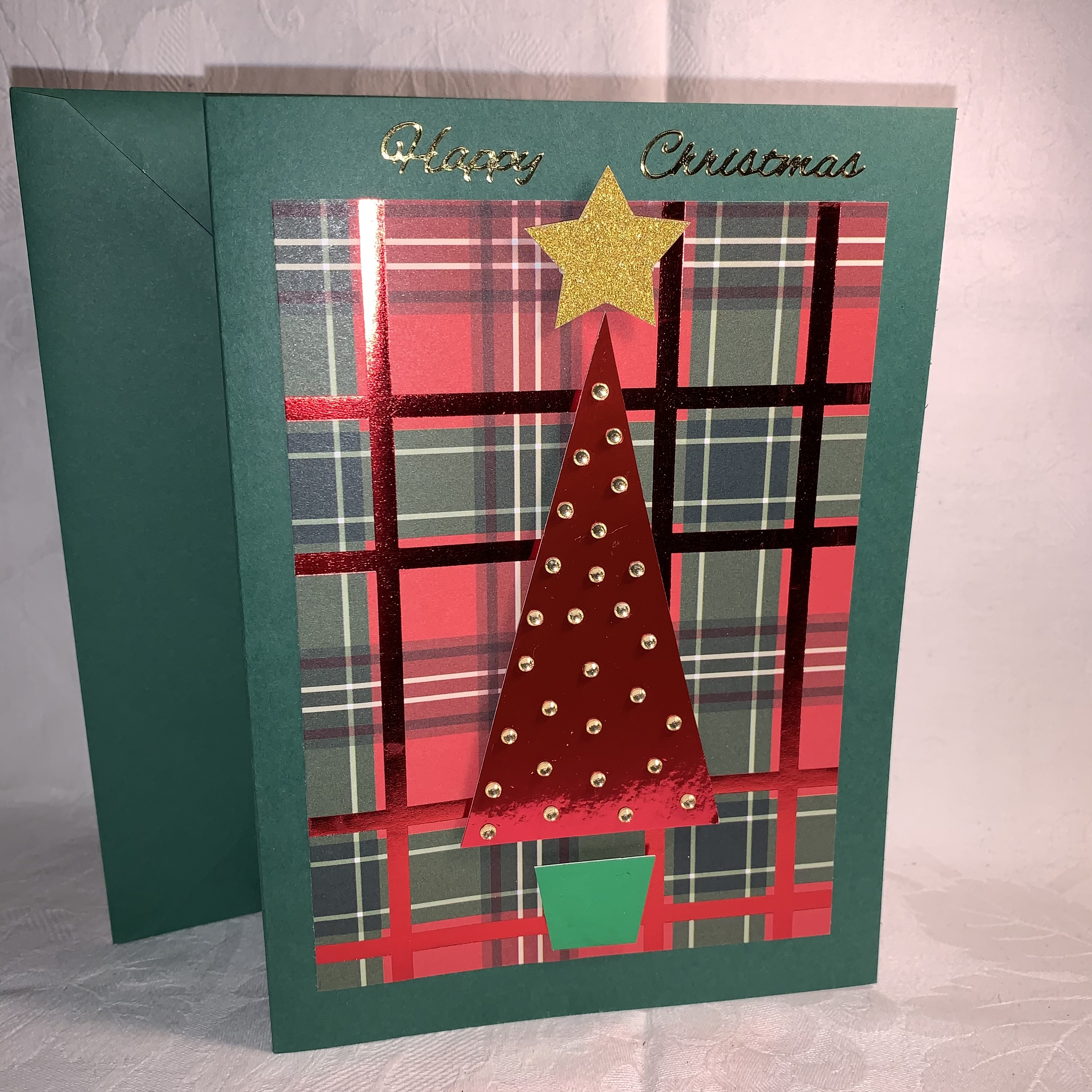 Christmas Card Tree Tartan