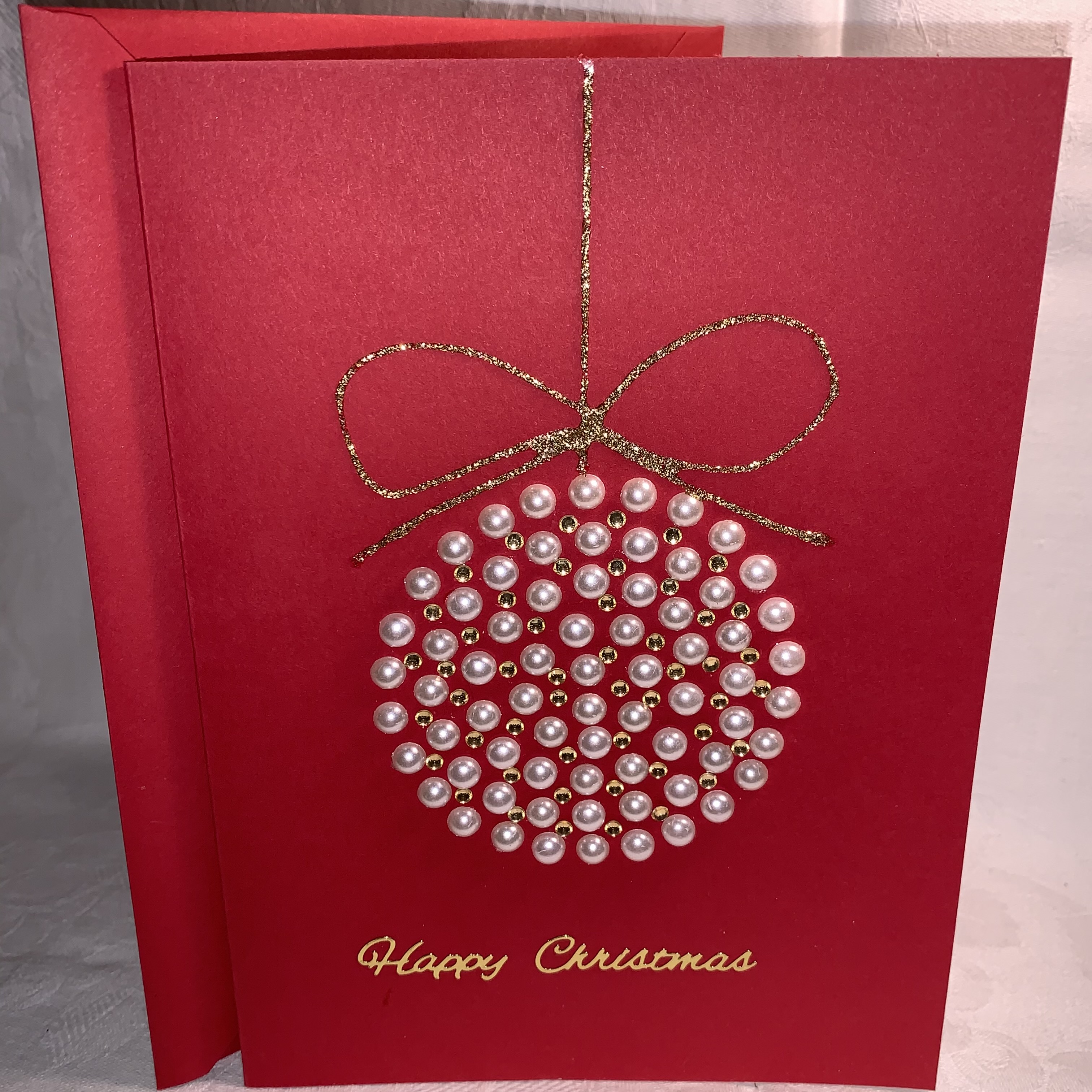 Christmas Card Pearl Bauble